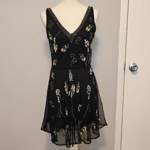 Black Embellished Sequin Mini Dress
